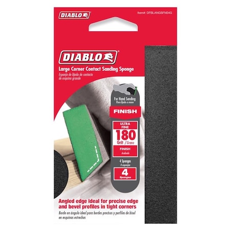 Diablo Diablo 5 in. L X 3 in. W X 1 in. 180 Grit Ultra Fine Angled Corner Sanding Sponge DFBLANGSFN04G